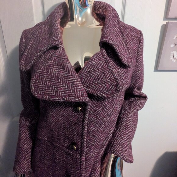 Women's Purple Pea Coat - Picture 2 of 10